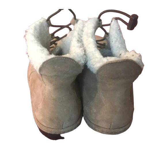 Lands End Women's Suede Ankle Boots Tan Brown Sz 9B Sherpa Lining Stylish Warm - Picture 4 of 8